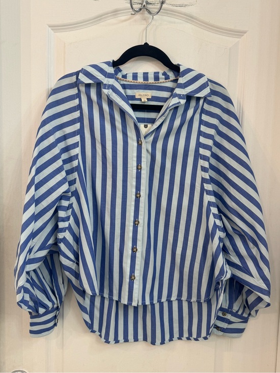 Pilcro Tops - NWT Anthropology Pilcro Blue Striped Batwing Sleve Button-Front Shirt